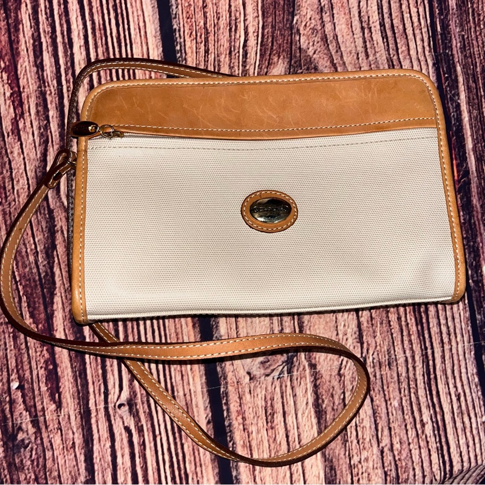 CHAUS Leather Trim Textured Crossbody Bag EUC